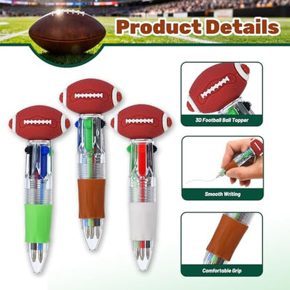 24 Pcs Football Party Favors Football Multicolor Pen in One 4-in-1 Cute Fun Pens Bulk Kawaii Ballpoint Pen for Sports Goodie Bags Stuffers (Football) - style: Football