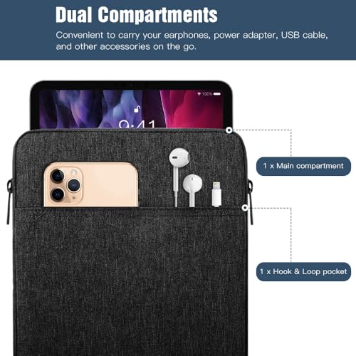 TiMOVO 9-11" Tablet Sleeve Bag, Black | Fit iPad 11" A16 2025 / 10.9"/10.2" / Air 11" 5/4 Gen / Galaxy Tab A9+/A11Plus 11", Fit Smart Keyboard - color: Aa-Black, size: 9-11 Inch
