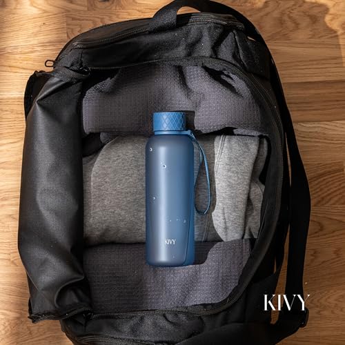 KIVY Slim Water Bottle 22oz [Lightweight & Shatterproof] - Reusable Tritan Water Bottle - Leak Proof Bottle for Women & Men - Water bottle no straw - Dishwasher Safe - BPA Free - Blue - color: 05 Navy Blue, size: 22oz