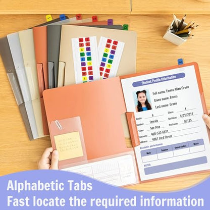 Aixoom A-Z Sticky Multicolor Alphabet Index Tabs Self-Adhesive Page Tabs Transparent Permanent Alphabetical Stickers for Notebooks Dictionary Files (208) - color: Colorful