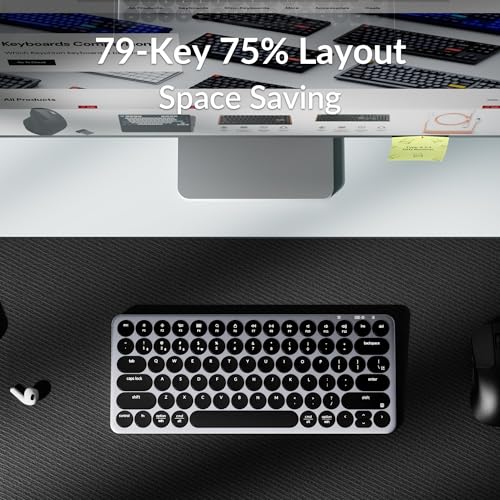 Keychron B3 Pro 75% Ultra-Slim Wireless Keyboard, 2.4GHz, Bluetooth 5.2 / Wired USB Connection, Lightweight Design, Portable Silent White Bluetooth Keyboard for Mac Windows Linux Tablet Phone - color: Gray