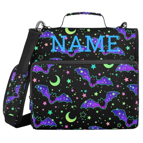 Personalized Magic Bat 3 D-Ring Binder Bag Multi-Pocket Zipper Organizer with Handle and Detachable Shoulder Strap Holds 500 Sheets for School Office Supplies - color: Dhb-001