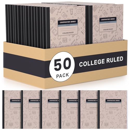 Oucaru Composition Notebook 50 Pack Bulk College Ruled, Brown Cover Notebooks for School, 70 Sheets 7-1/2"x9-3/4, Back to School Supplies Journal for K-12 Students - color: Brown, size: 50 Pack