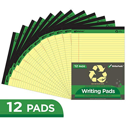 KAISA Legal Pad Writing Pads, 5"x8" Legal Ruled, 8.5"x11.75" Wide Ruled, 56GSM Paper Notepads, 12pads (Canary 24pad, 8.5x11.75inch) - color: Canary 24pad, size: 8.5x11.75inch