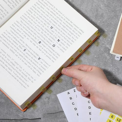 260pcs Alphabet Tabs Self Adhesive A-Z 26 Letters Tabs Sticky and Number Stickers,10 Sheets Alphabet Self Adhesive Page Tab Alphabetical Tab Indexes for Books, Dictionary, Notes, File - color: Yellow