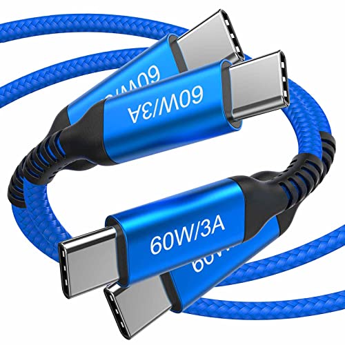 Awnuwuy USB C to USB C Charging Cable 10ft 60W [2-Pack], Long Type C Super Fast Charging Cord for iPhone 15 Pro Max,Samsung Galaxy S23 Ultra Note 20,iPad Pro Air 12.9 11 5th 4th, MacBook Pro,Pixel 6 - color: Blue, size: 10FT
