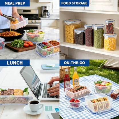 KIGI Round Food Storage Containers with Airtight Lids, Leak Proof Plastic Bowls for Lunch, Meal Prep, Fruit and Salad, 4-Sided Locking Lid, BPA-Free, 6 Piece Set, 1.25 Cup / 2.5 Cup / 4.3 Cup - size: Rounds (6-Piece)