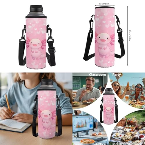 17 Inch Kid's 4PCS Backpack Set, Back to School Essentials | Insulated lunch box, water bottle pouch, pencil case, lightweight, padded shoulder straps, for elementary, middle school - color: Cute Axolotl-2