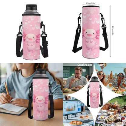 17 Inch Kid's 4PCS Backpack Set, Back to School Essentials | Insulated lunch box, water bottle pouch, pencil case, lightweight, padded shoulder straps, for elementary, middle school - color: Cute Axolotl-2