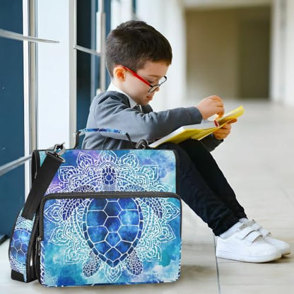 Sea Turtle Tie Dye Zipper Binder Bag 3 Ring with Handle Shoulder Strap, Binder File Organizer Bag Storage Case for School Work Office