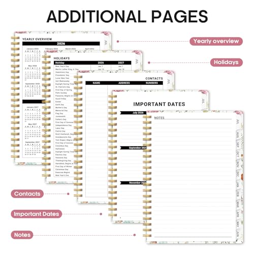 Planner 2026-2027, Academic Year Monthly and Weekly Calendar Planner, Jul 2026 - Jun 2027, Hardcover Teacher Student Planning Agenda book with Tabs, Perfect for School Office Supplies, 8.5" x 11" - Wildflowers - color: A-Wildflowers, size: (8.5"x11")a4