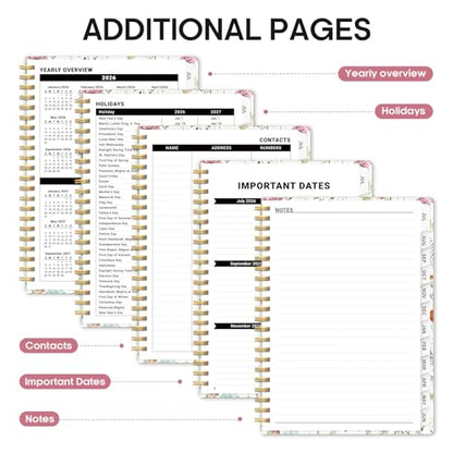 Planner 2026-2027, Academic Year Monthly and Weekly Calendar Planner, Jul 2026 - Jun 2027, Hardcover Teacher Student Planning Agenda book with Tabs, Perfect for School Office Supplies, 8.5" x 11" - Wildflowers - color: A-Wildflowers, size: (8.5"x11")a4
