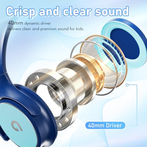 ADOOPE Kids Headphones with Safe 85dB/94dB Volume Limiter for Child/Teens, Foldable HD Stereo Sound Headset for Kindle Kids/fire Tablet/iPad/Laptop, Headphones with Microphone - color: Blue