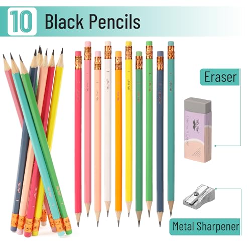 Mr. Pen- Pencils #2 HB, 10 Pack, Black Lead, Vibrant Wooden Barrels | Pencils Set for Gift