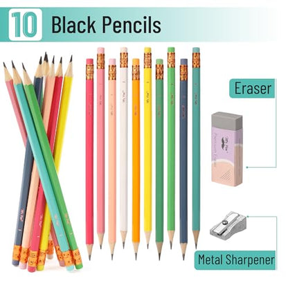 Mr. Pen- Pencils #2 HB, 10 Pack, Black Lead, Vibrant Wooden Barrels | Pencils Set for Gift