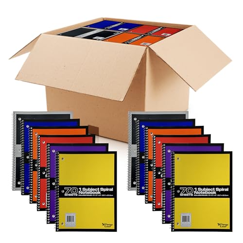 three leaf 70 Sheets College Ruled 8" X 10 1/2" Spiral Notebook, Pack of 48, 1 Subject, Assorted Colors, Spiral Notebook For Student Office - color: College Ruled, size: Pack of 48
