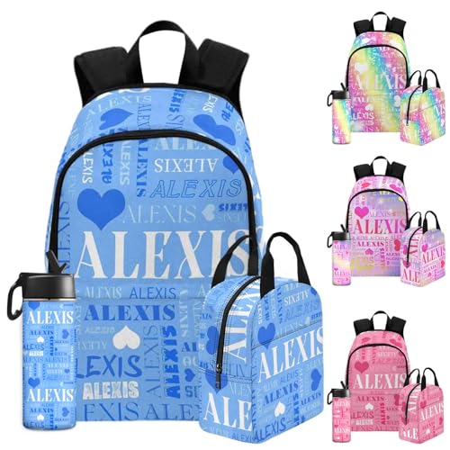 Customize Name Backpack Multi Color Backpacks for Girls Boys with Kid's Name Custom Lightweight Book Bags Lunch Tote Bag for Kid Girl Boy Book Bag for Daughter Granddaughter Birthday - color: Color 18