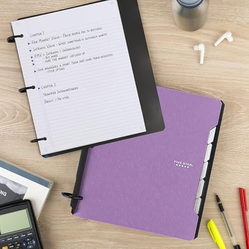 Five Star Flex Refillable Notebook + Study App, College Ruled Paper and 1-1/2 Inch TechLock Ring Binder with Pockets, Tabs and Dividers, 300 Sheet Capacity, Amethyst Purple (29324AB6) - color: Amethyst Purple, size: 1 Pack
