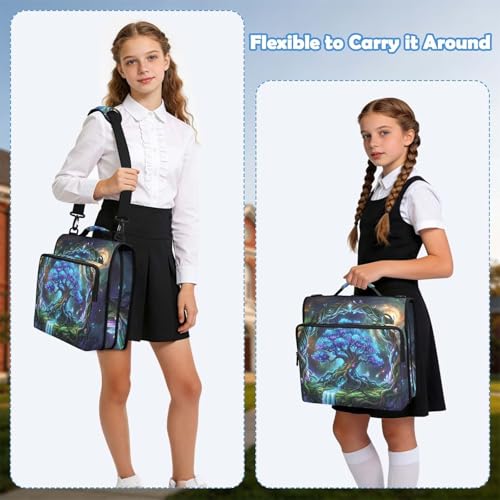 Fantasy 2inch 3 Ring Zipper Binder Multi-Pocket Storage Holds 14 Inch Laptop for Students and Office Use - color: Fantasy