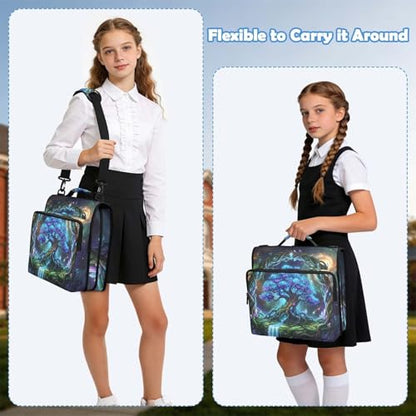 Fantasy 2inch 3 Ring Zipper Binder Multi-Pocket Storage Holds 14 Inch Laptop for Students and Office Use - color: Fantasy