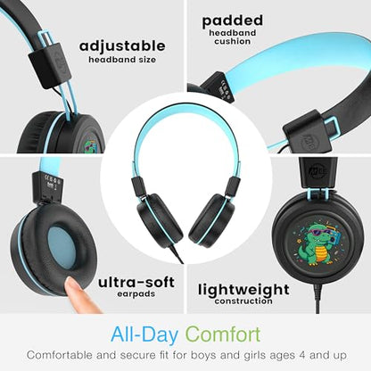 MEE audio KidJamz KJ55 Personalized Wired Headphones for Kids with Custom Full Color Photo Print, 3.5mm Plug Headset, Volume Limiter, & Microphone, Printed Graphics for School, Gift, Travel (Black) - color: Black, style: Customized