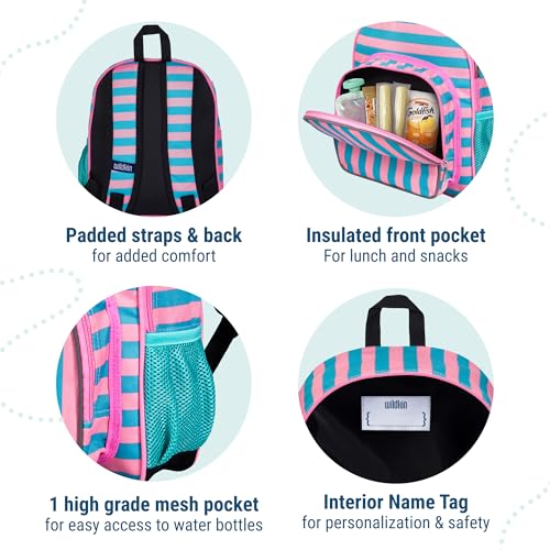 Wildkin 12 Inch Toddler Backpack for Kids, Pink Stripes | Ages 3-7, lightweight toddler backpack for daycare, preschool, and travel - color: Pink Stripes