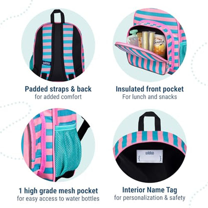 Wildkin 12 Inch Toddler Backpack for Kids, Pink Stripes | Ages 3-7, lightweight toddler backpack for daycare, preschool, and travel - color: Pink Stripes