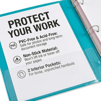 Samsill BioBinder 1 Inch Binder (4-Pack) - Durable Plant-Based 3 Ring Binder 1 Inch, USDA Certified Biobased, Customizable Nonstick Cover & Spine - 1 inch Binders 3 Ring, 200 Sheet Capacity - color: Multicolor, size: 1-Inch