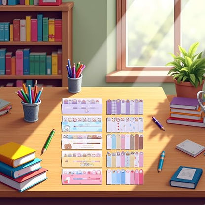 600 Pcs Self-Stick Index Tabs Sticky Note Tabs Cartoon Page Flags Cute Animals Bookmarks Mini Sticky Note Paper Page Markers Stickers for Students Books File，Notebook Office and School Supplies