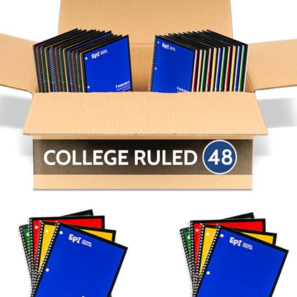 EPI Spiral Notebook | 1 Subject - College Ruled - 70 Sheets, Durable Spiral Binding | 10.5 x 8 in | Classroom Supplies | School, Office, Note Taking, Journaling - 48 Pack - size: Pack of 48, style: 1 Subject - College Ruled