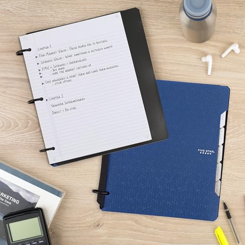 Five Star Flex Refillable Notebook + Study App, College Ruled Paper and 1 Inch TechLock Ring Binder with Pockets, Tabs and Dividers, 200 Sheet Capacity, Pacific Blue (293280AD2) - color: Blue, size: 1 Count (Pack of 1)