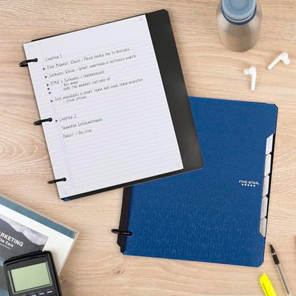 Five Star Flex Refillable Notebook + Study App, College Ruled Paper and 1 Inch TechLock Ring Binder with Pockets, Tabs and Dividers, 200 Sheet Capacity, Pacific Blue (293280AD2) - color: Blue, size: 1 Count (Pack of 1)