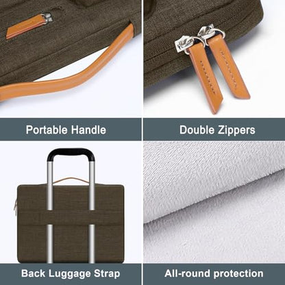 MOSISO 360 Protective Laptop Case 15 inch, 15 inch Laptop Sleeve Compatible with MacBook Air M5 M4 M3 M2 2026-2023, Dell XPS Plus, Side Open Carrying Case with 4 Zipper Pockets&Handle, Carob Brown - color: Carob Brown, size: 15 inch