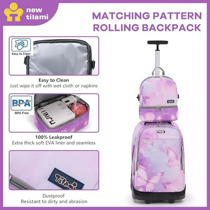 NEW TILAMI Kids Lunch Bag Double Insulated for tilami Rolling Backpack Girls Boys forTravel School Picnic, Fairy Purple - color: Fairy Purple