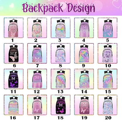 MyPupSocks Custom Backpack for Girls, Personalized Girls Backpack Butterfly Casual Schoolbag Monogram with Initial Name for Kids Customized Kids Bookbag for Back to School - color: Multi 00-1