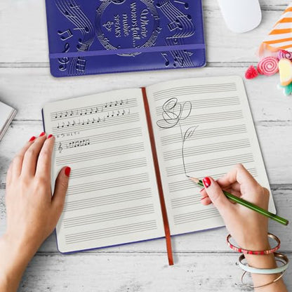 Music Gift 2 PCS Blank Sheet Music Notebook Where Words Fail Music Speaks Gift Manuscript Paper Notebook (2pcs Music -Purple) - color: 2pcs Music -Purple