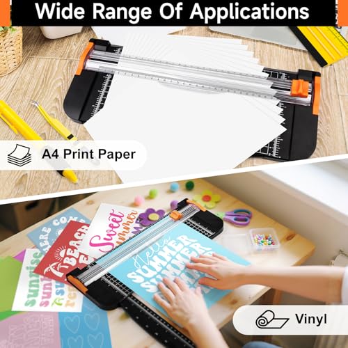 TECKWRAP Paper Cutter & A4 Trimmer – Straight Cutter for Paper with Craft Tool Kit, Squeegee, Removal Pen & Tweezers for Scrapbooking, DIY Crafts, Card Making, Labels, Gift Cards, Cardstock & Photos