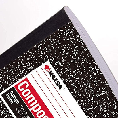 KAISA Composition Notebooks With Lined Paper, College Ruled 9-3/4" x 7-1/2" Comp Books Writing Journals Notebook, 4pads, C10001C - color: 4pad, size: college