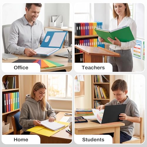 SUNEE Folders with Pockets(25 Pack, Black), 2 Pocket Folders Fit Letter Size Paper, Paper File Folder for School Office Home Bussiness - color: Black