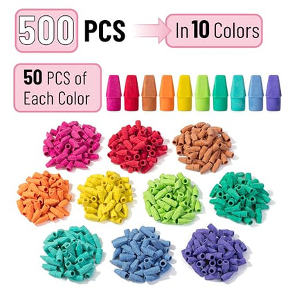 Mr. Pen- Pencil Erasers Toppers, 500 Pack, Colorful, Latex Free, No Smudge | Mr Pen Erasers for Pencils, Bulk Pencil Eraser Caps, Teachers as School Supplies, Classroom Set for Kids