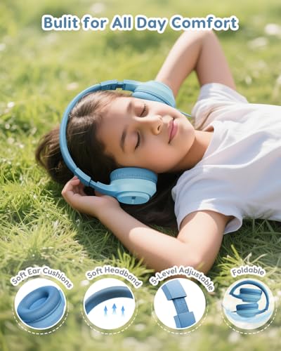 Acer Kids Headphones, 74/85/94dB Volume Limiter, Foldable Wired Over Ear Headphones for Travel, 3.5mm Jack, Toddler Headphones for School, iPad, Chromebook, Tablet, Green - color: Green