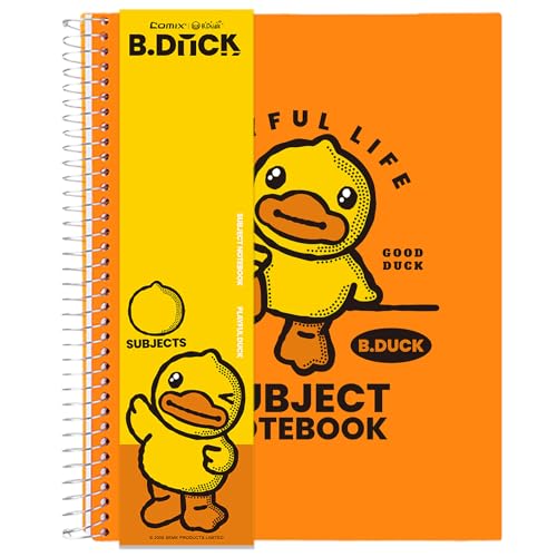 Comix Plastic Cover 5 Subject Notebook with 5 Divider, 200 Sheets 8-1/2" x 11" College Ruled Notebook for Office/School/Home, Orange - color: Orange