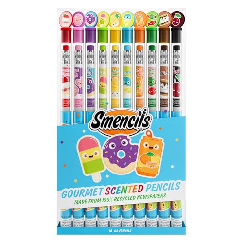 Smencils - Patented Gourmet Scented Graphite HB #2 Pencils Made from Recycled Newspapers, 10 Count, Gifts for Kids, School Supplies - color: Original