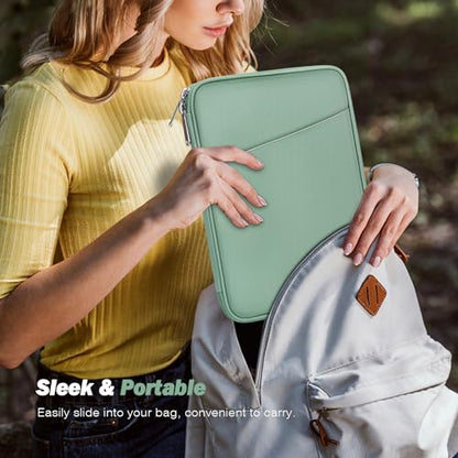 MoKo 9-11 Inch Tablet Sleeve Bag Carrying Case with Accessory Pocket | Fits iPad Air 11-inch M4, iPad Pro 11-inch M5, iPad A16 11-inch, iPad 10/9/8/7th and Tab S9/S8 11-inch, Cyan - color: Dark Green, size: 9-11 Inch