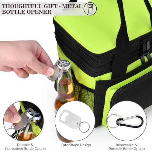 LOKASS Lunch Box for Women/Men-16L-Insulated Lunch Bag, Expandable Double-layer Leakproof Cooler Bag with Upgrade Adjustable Shoulder Strap Ideal for Work/Travel/Picnics（Neon Green） - color: Neon Green