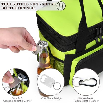 LOKASS Lunch Box for Women/Men-16L-Insulated Lunch Bag, Expandable Double-layer Leakproof Cooler Bag with Upgrade Adjustable Shoulder Strap Ideal for Work/Travel/Picnics（Neon Green） - color: Neon Green