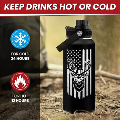 I'd Rather Be Hunting Stainless Steel Insulated Bottle - 32oz with Straw Lid - Hunting Gifts for Men, Dad, Husband, Papa; Perfect for Birthday, Christmas, Father's Day - color: Hunting 1