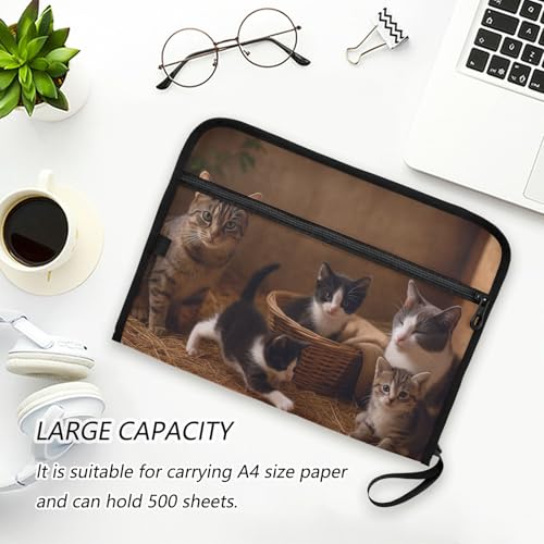 Cat Family Expanding Accordion File Folder with 13 Pockets and Zipper Closure - color: Cat Family