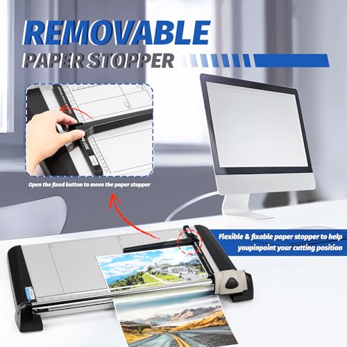 Rotary Paper Trimmer, 15 Sheets Heavy Duty Paper Trimmer, 480mm(18.90") Cutting Length, Commercial Grade Rotary Paper Cutter for Home/Office/School, Black & Silver - size: 18.90"