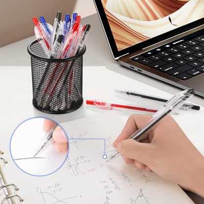 WY WENYUAN Gel Pens Set, 12 Pack Retractable Quick Dry Pens with Black Red Blue Ink, 1.0mm Smooth Writing Gel Pens for Teachers, Note Taking, Journaling, School & Office Supplies - color: Red&Black&Blue